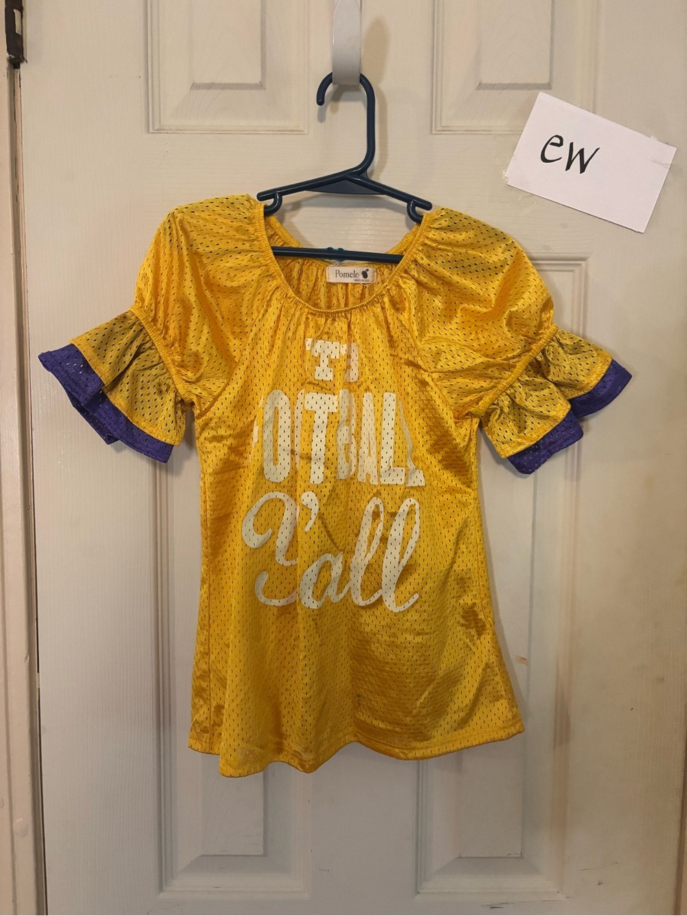 Pomelo Yellow 'It's Football Y'all' Ruffle Sleeve Top